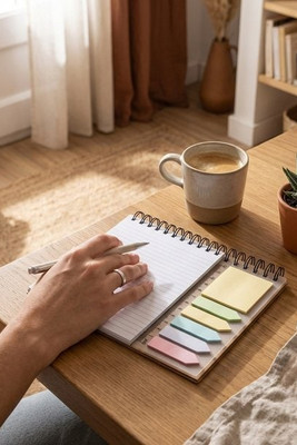 Spinner spiral notebook with coloured sticky notes - EgotierPro 106736