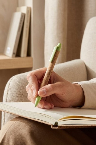 Midar balpen van kurk en tarwestro (zwarte inkt) - EgotierPro 107385