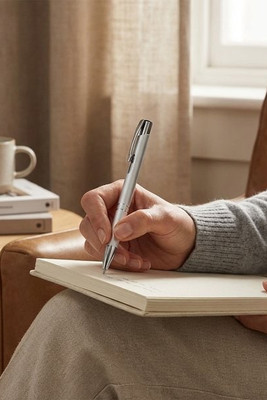 Stylo bille rétractable en aluminium anodisé Moneta (encre noire) - EgotierPro 107583