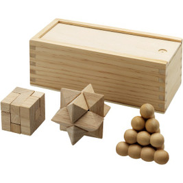 EgotierPro 110029 - Brainiac 3-piece wooden brain teaser set