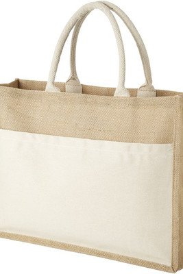 EgotierPro 119526 - Mumbay cotton pocket jute tote bag 18L