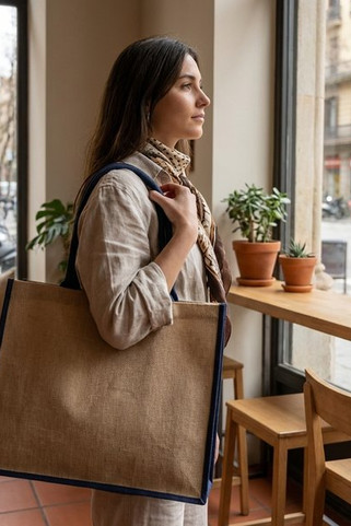 Harry coloured edge jute tote bag 25L - EgotierPro 120182