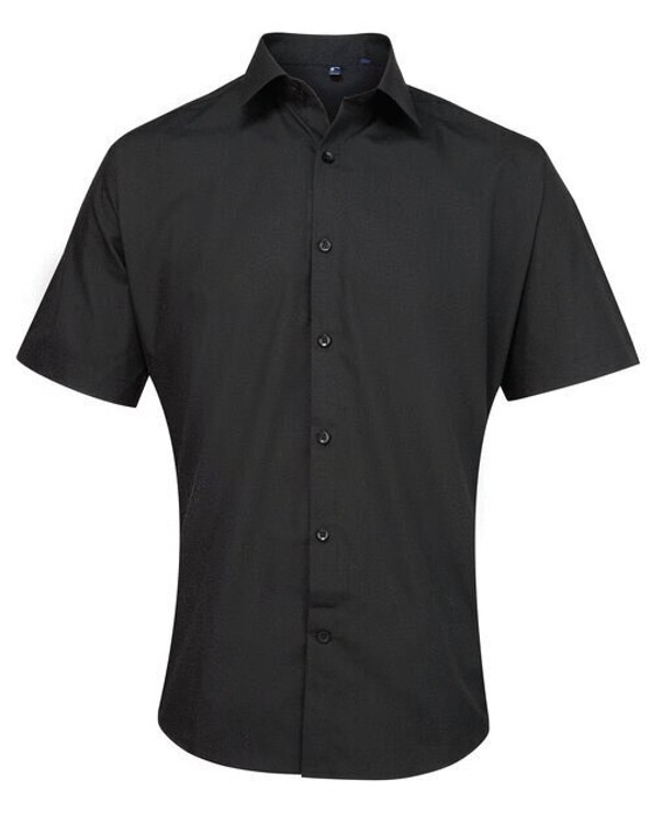 Premier Workwear PR209 - Men's Semi-Fitted Short Sleeve Poplin Dress Shirt