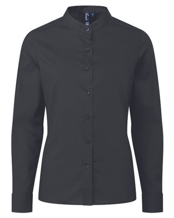 Premier Workwear PR358 - Elegant Ladies Banded Collar Grandad Shirt