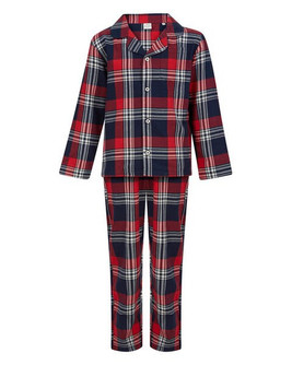 Skinni Fit SM074 - Kids Premium Cotton Tartan Lounge Set