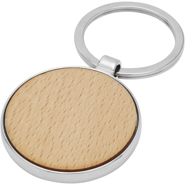 EgotierPro 118123 - Porte-clés rond Moreno en bois de hêtre