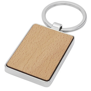Mauro beech wood rectangular keychain - EgotierPro 118124