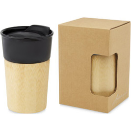 EgotierPro 100645 - Pereira 320 ml porcelain mug with bamboo outer wall