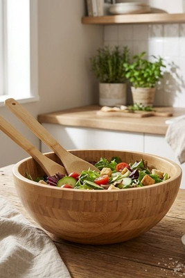 Seasons 113268 - Argulls bamboo salad bowl and tools