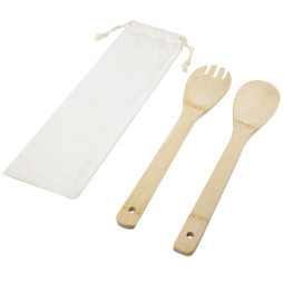 EgotierPro 113269 - Endiv bamboo salad spoon and fork