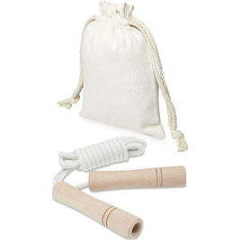 EgotierPro 127020 - Denise wooden skipping rope in cotton pouch