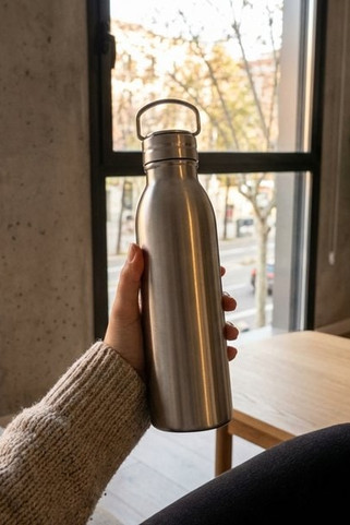 Harper 700 ml stainless steel water bottle with metal loop - EgotierPro 100678