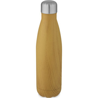 Cove 500 ml vacuum insulated stainless steel bottle with wood print - EgotierPro 100683
