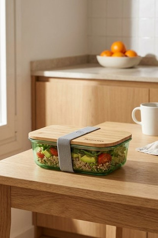 Seasons 113276 - Roby Glas-Brotdose mit Bambusdeckel