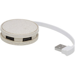 EgotierPro 124309 - Hub USB de palha de trigo "Kenzu"
