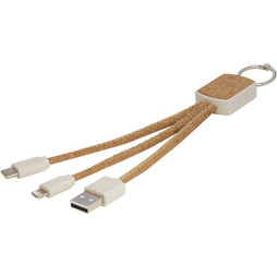 EgotierPro 124294 - Bates Weizenstroh und Kork 3-in-1 Ladekabel