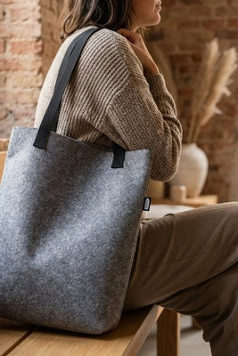 Felta GRS recycled felt tote bag with wide bottom 12L - EgotierPro 120662
