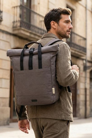 Kestävä 15” Kierrätetty Canvas Rolltop Reppu - EgotierPro 120678