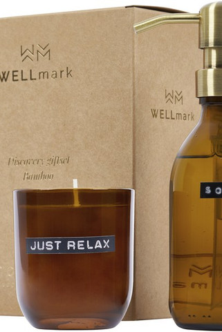 WELLmark 126308 - Eco-Friendly Bamboo Scented Candle and Soap Set