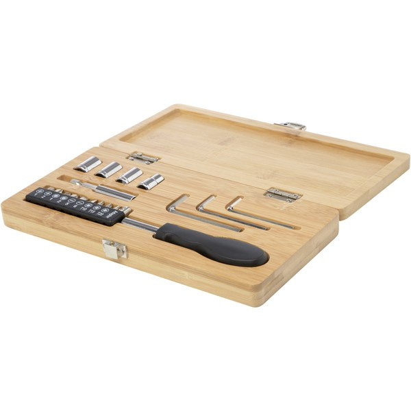 STAC 104578 - Ensemble d'outils Rivet 19 pièces en bambou/plastique recyclé