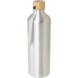 EgotierPro 100796 - Nachhaltige 1000 ml Aluminiumflasche mit Bambusdeckel