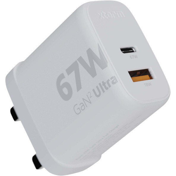 Xtorm 124407 - Xtorm XEC067G GaN² Ultra wandoplader 67 W met UK stekker
