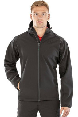 RESULT RS911M - RECYCLED 3-LAYER PRINTABLE HOODED SOFTSHELL