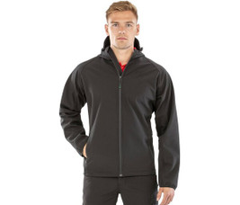 RESULT RS911M - RECYCLED 3-LAYER PRINTABLE HOODED SOFTSHELL