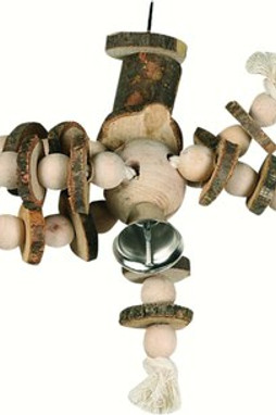 Flamingo f-102647 - Bird Cage Wooden Toy with Bell for Fun Stimulation