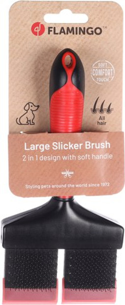 Flamingo f-1030196 - Brosse carde 2-en-1 Premium Care