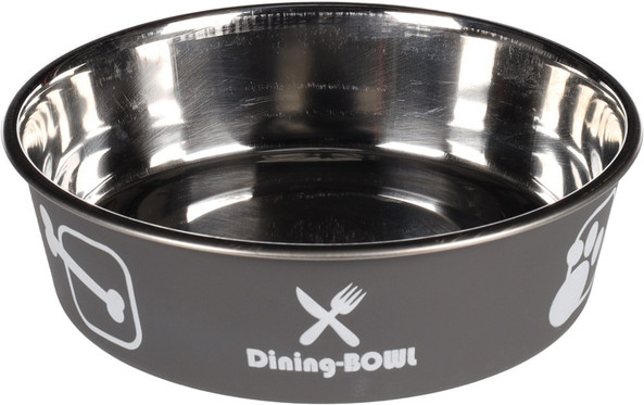 Flamingo f-1030950 - Gamelle pour la nourriture et l'eau Rond Anthracite & Argent