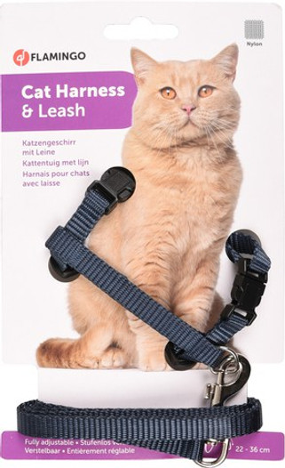 Flamingo f-1031206 - Harnais avec laisse Granit bleu