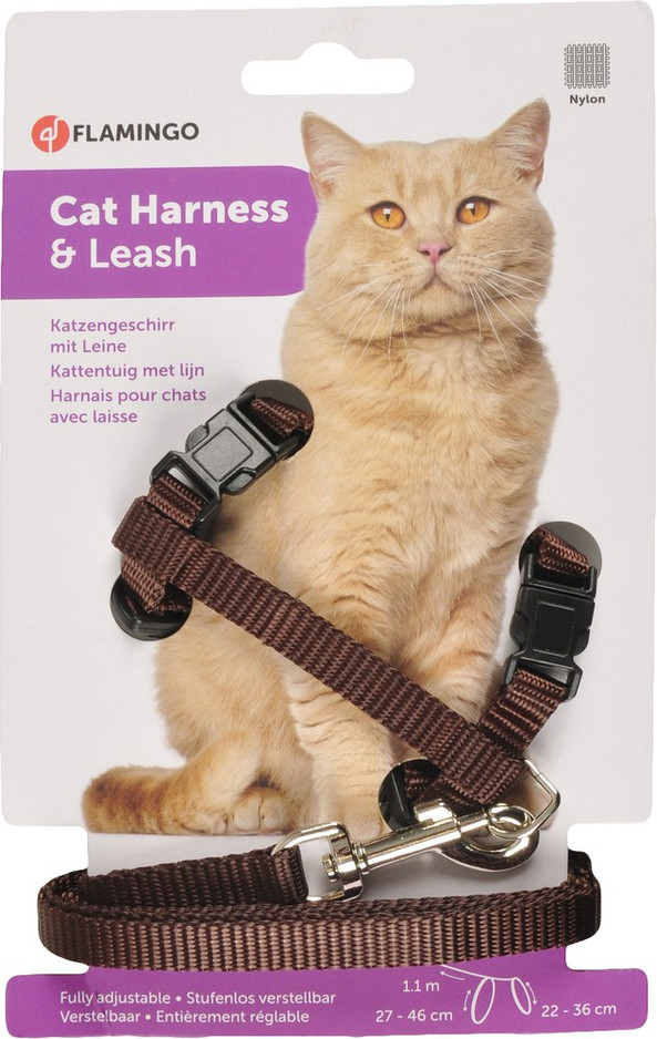 Flamingo f-1031211 - Harnais Réglable pour Chats avec Laisse Robuste