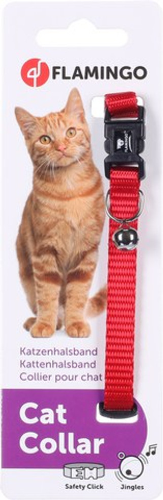 Flamingo f-1031195 - Collier Sécurité Rouge pour Chat avec Clochette