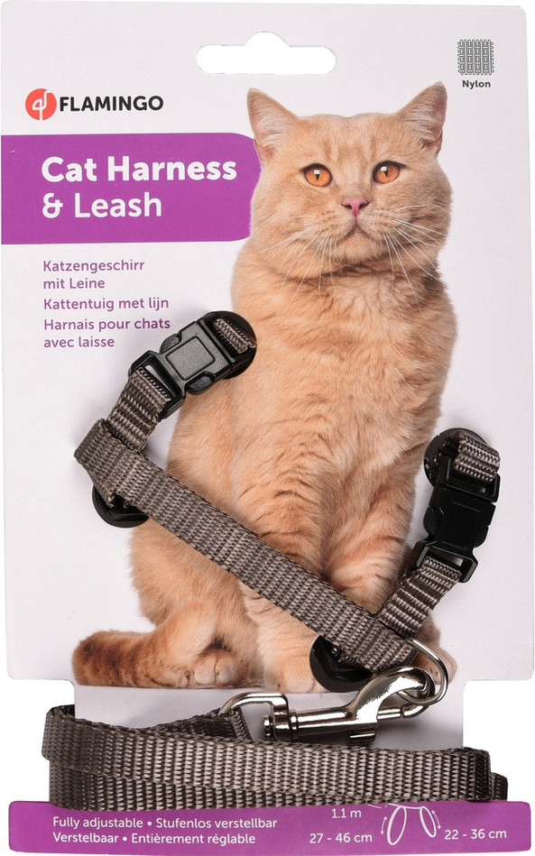 Flamingo f-1031207 - Harnais Réglable pour Chats avec Laisse Robuste