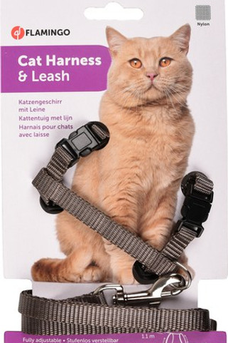Flamingo f-1031207 - Harnais Réglable pour Chats avec Laisse Robuste