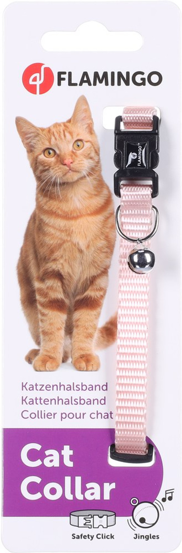 Flamingo f-1031200 - Adjustable Pink Cat Collar with Safety Bell