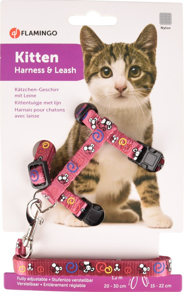 Flamingo f-1031360 - Harnais avec laisse Chaton Rose