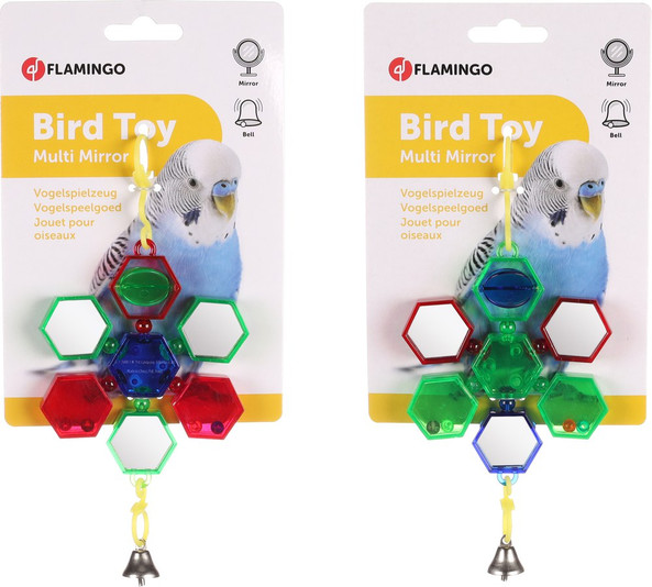 Flamingo f-110107 - Colorful Bird Mirror Toy with Bell