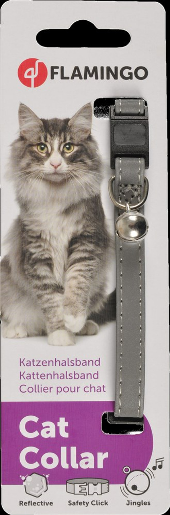 Flamingo f-28092 - Collier Réfléchissant Sécurisé pour Chat avec Clochette