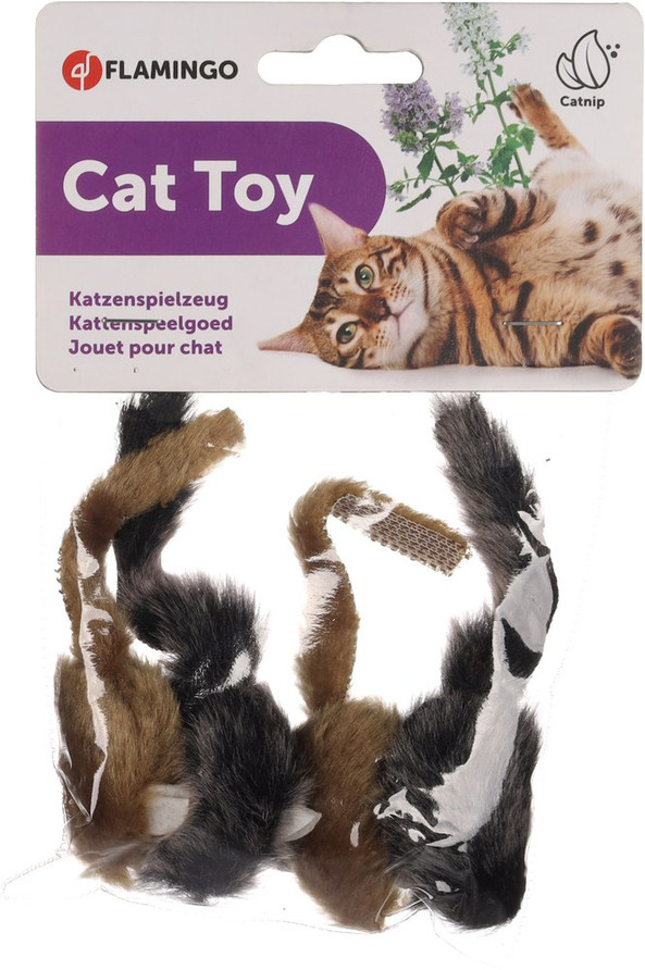 Flamingo f-46518 - Ensemble de Jouets Souris en Peluche avec Herbe à Chat
