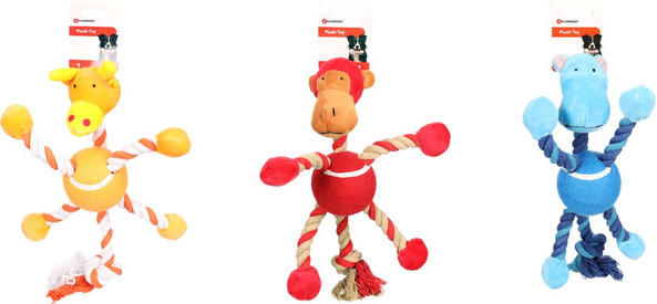 Flamingo f-46471 - Jouet Girafe & Singe & Hippopotame avec balle avec corde