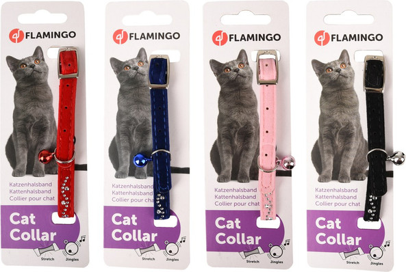 Flamingo f-506941 - Colliers Chat Éclatants avec Strass Ondulés