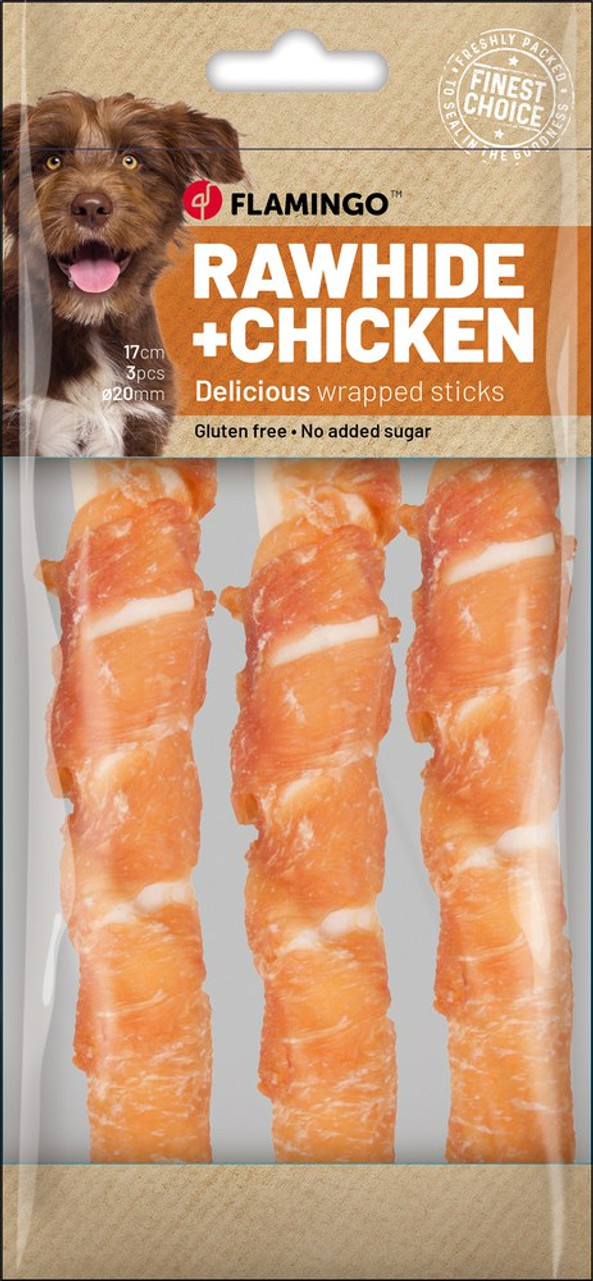 Flamingo f-514534 - Friandises Bâtonavec poulet 17cm 51gr / 3 pcs 155gr