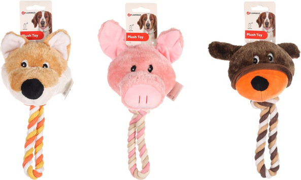 Flamingo f-515139 - Jouet Renard & Cochon & Ours avec corde
