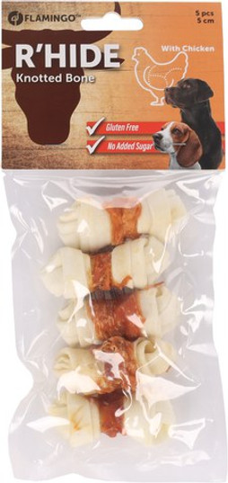 Flamingo f-516885 - Friandises Noué Os Blanc avec poulet 5cm 14gr / 5 pcs 70gr