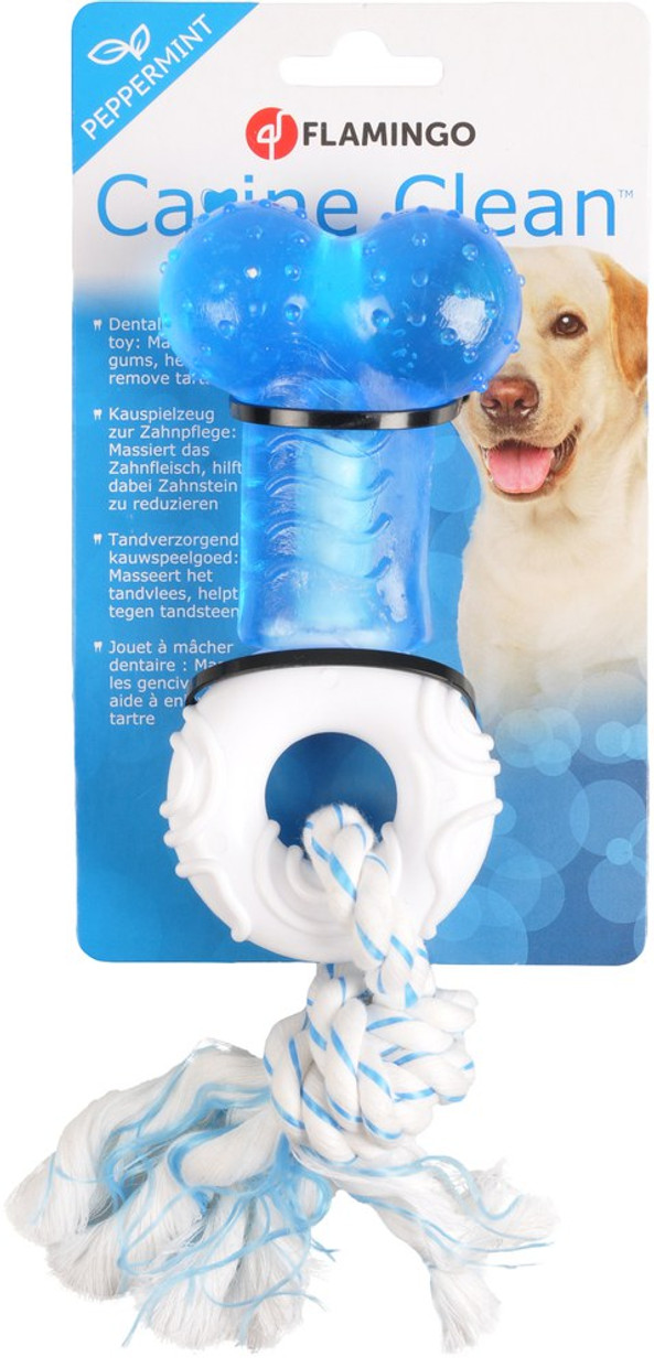 Flamingo f-516794 - Jouet Canine Clean Os avec corde avec goût de menthe
