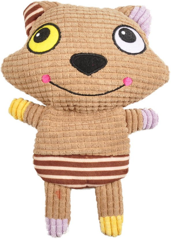 Flamingo f-517011 - Plush Corduroy Fox Dog Toy for Quiet Playtime