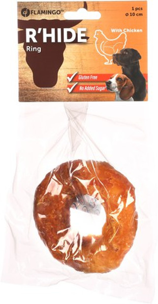 Flamingo f-516890 - Friandises Anneau Brun avec poulet 10cm 110gr