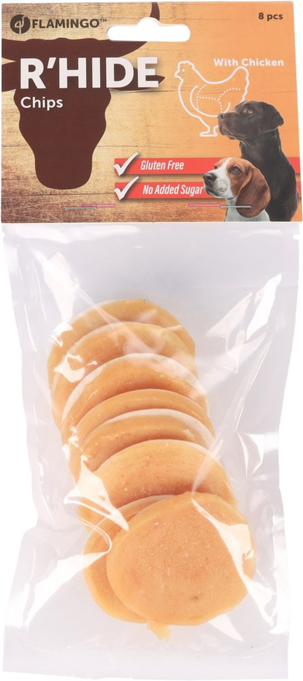 Flamingo f-516891 - Friandises Chips Blanc avec poulet 6cm 12,5gr / 8 pcs 100gr